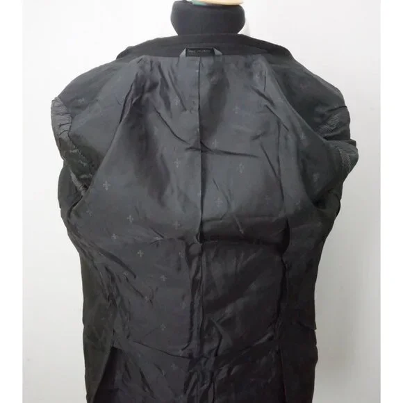 John Varvatos Solid Black 100% Wool Sport Coat Jacket Sz 38 Brand New